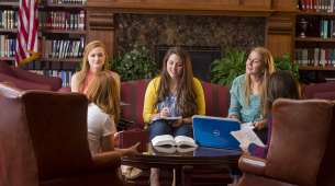 Hillsdale students in the Grewcock Formal Lounge