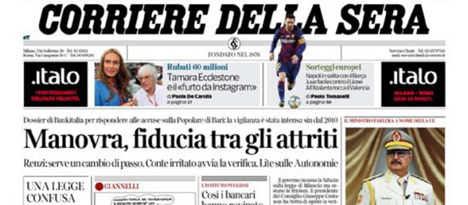 Le prime pagine di oggi