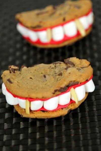 Vampire Halloween Cookies on a black mat