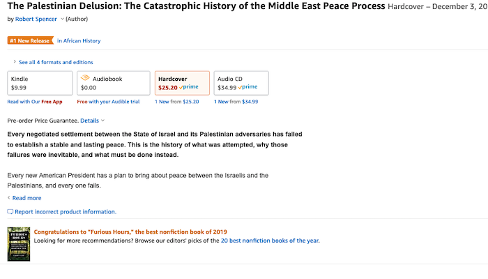 Over a week before release, The Palestinian Delusion is “#1 New Release in African History” (Yes, “African”)