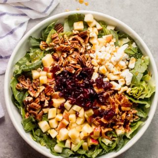 overhead spinach apple salad