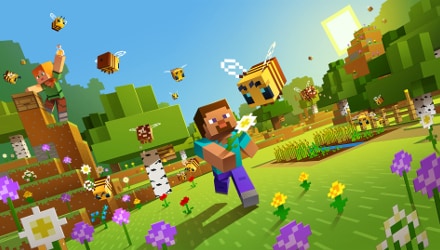 The key art of some delightful Minecraft bees