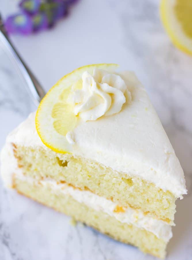 piece of double layer lemon cake