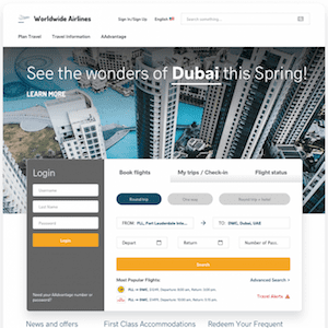 AIRLINE WEBSITE HOMEPAGE PERSONALIZATION EXAMPLE
