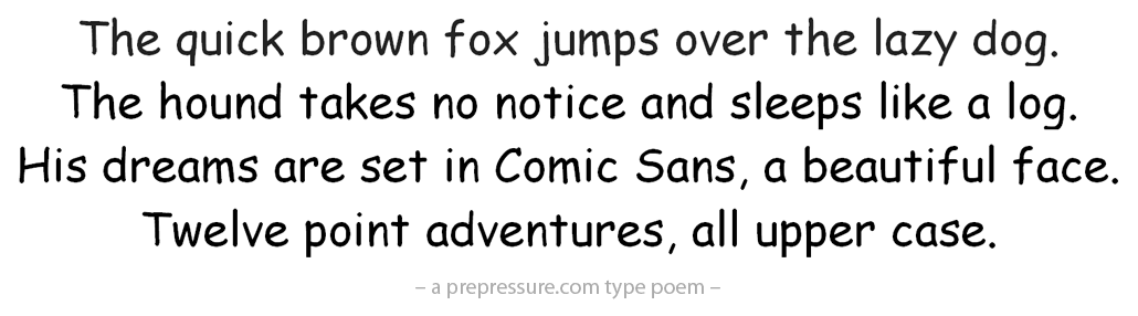Comic Sans typeface example