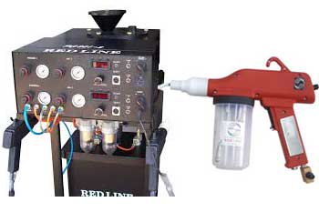 Powder coating guns and equipment