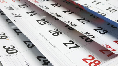 Close-up image of calendar pages