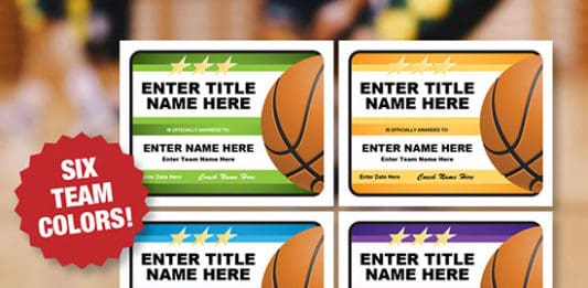 A variety of colors in basketball certificate templates image