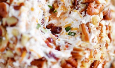 cheese ball with slice removed