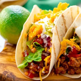 homemade tacos with classic taco toppings