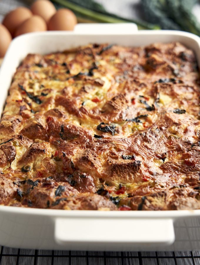 Meatless Breakfast Casserole - in baking pan | The Worktop