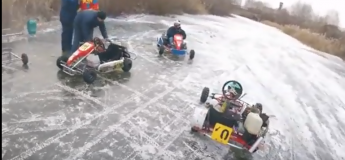 Quand Mario Kart se joue en mode r&eacute;el en Russie, sur une piste de glace !