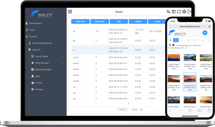 Wing FTP Server Screenshots