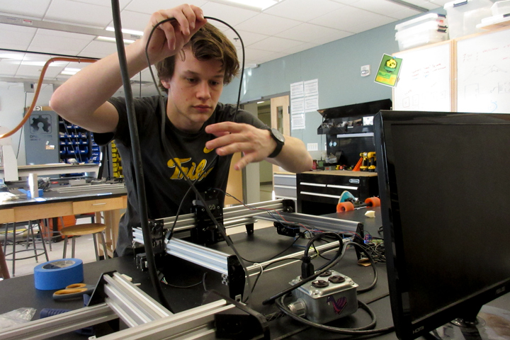 Aidan Connor demonstrates the equation-solving mathbot