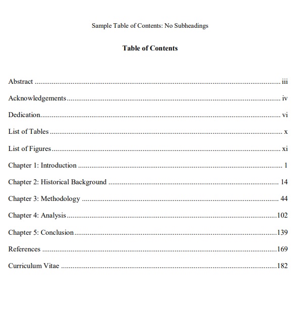 Table of Contents Template PDF