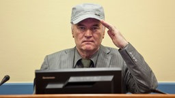 General Ratko Mladic w&auml;hrend seines Prozesses