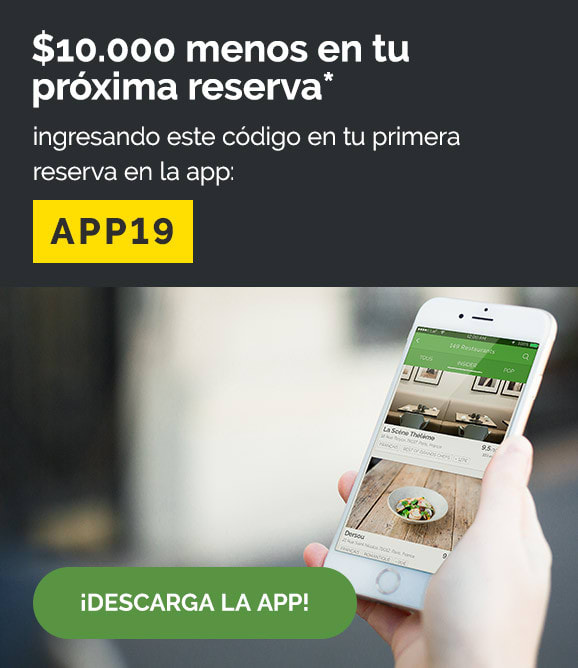 $10.000 menos en tu próxima reserva* ingresando este código en tu primera reserva en la app: APP19 ¡DESCARGA LA APP!