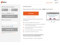 Desktop screenshot for pdftoexcelonline.com