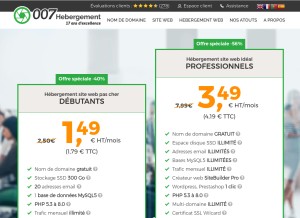 How 007hebergement.com looks like on a tablet such as an iPad.