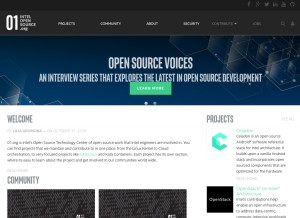 How 01.org looks like on a tablet such as an iPad.