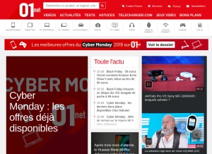 How 01net.com looks like on a tablet such as an iPad.