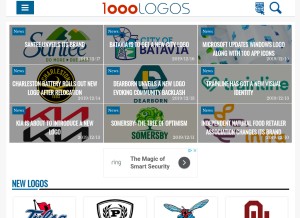 How 1000logos.net looks like on a tablet such as an iPad.