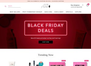 How 100percentpure.com looks like on a tablet such as an iPad.