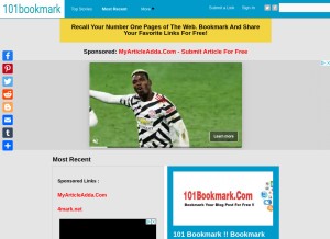 How 101bookmark.com looks like on a tablet such as an iPad.