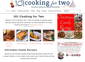 How 101cookingfortwo.com looks like on a tablet such as an iPad.