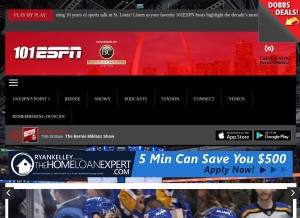 How 101espn.com looks like on a tablet such as an iPad.