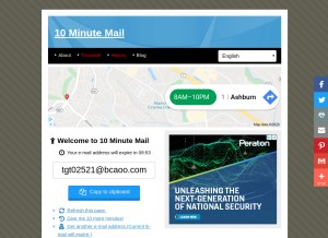 How 10minutemail.net looks like on a tablet such as an iPad.