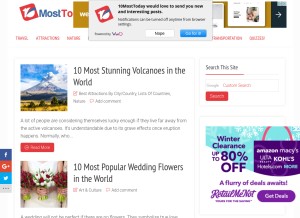 How 10mosttoday.com looks like on a tablet such as an iPad.