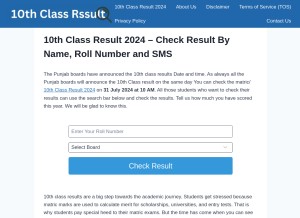 How 10thclassresult.net.pk looks like on a tablet such as an iPad.