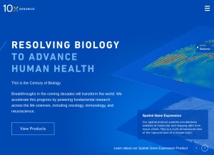 How 10xgenomics.com looks like on a tablet such as an iPad.