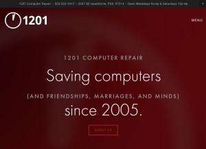 How 1201.com looks like on a tablet such as an iPad.