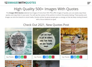 How 123imageswithquotes.com looks like on a tablet such as an iPad.