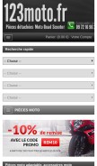 How 123moto.fr looks like on a mobile device such as an iPhone.