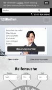 How 123reifen.de looks like on a mobile device such as an iPhone.