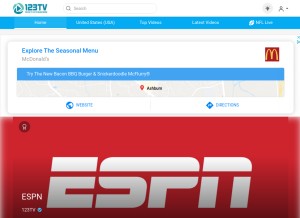 How 123tvnow.com looks like on a tablet such as an iPad.