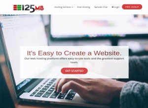 How 125mb.com looks like on a tablet such as an iPad.