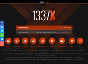 How 1337x.tw looks like on a tablet such as an iPad.