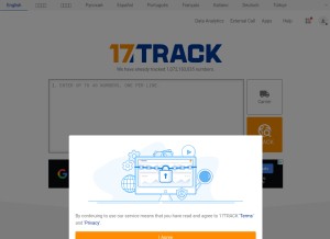 How 17track.net looks like on a tablet such as an iPad.