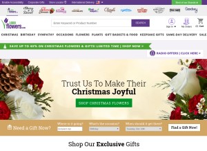 How 1800flowers.com looks like on a tablet such as an iPad.