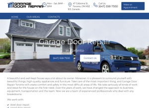 How 1800garagedoors.com looks like on a tablet such as an iPad.