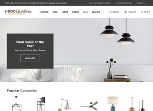 How 1800lighting.com looks like on a tablet such as an iPad.