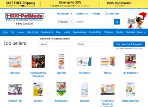 How 1800petmeds.com looks like on a tablet such as an iPad.