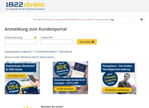 How 1822direkt-banking.de looks like on a tablet such as an iPad.