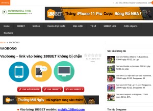 How 188bongda.com looks like on a tablet such as an iPad.