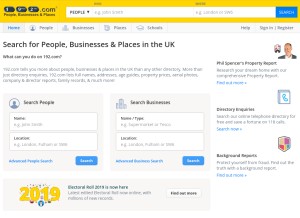 How 192.com looks like on a tablet such as an iPad.
