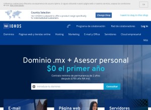 How 1and1.mx looks like on a tablet such as an iPad.